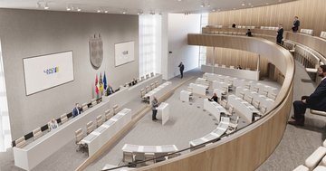 Eine weitere grafische Darstellung des geplanten Landtagssaals.